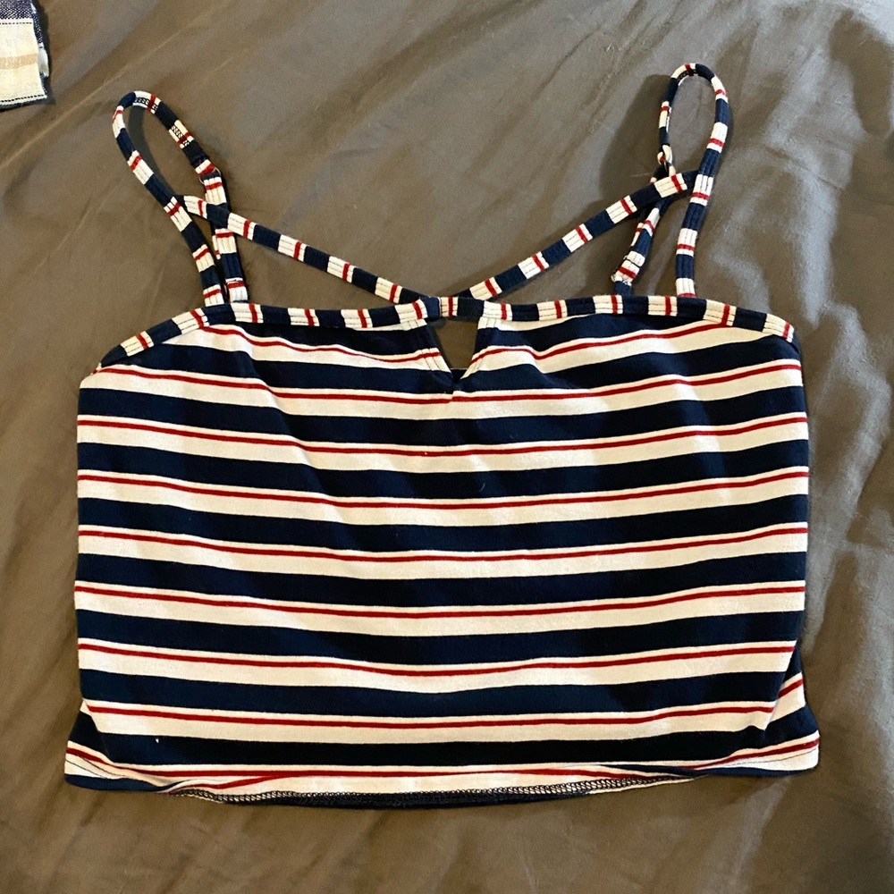 Hollister red white and blue crop top